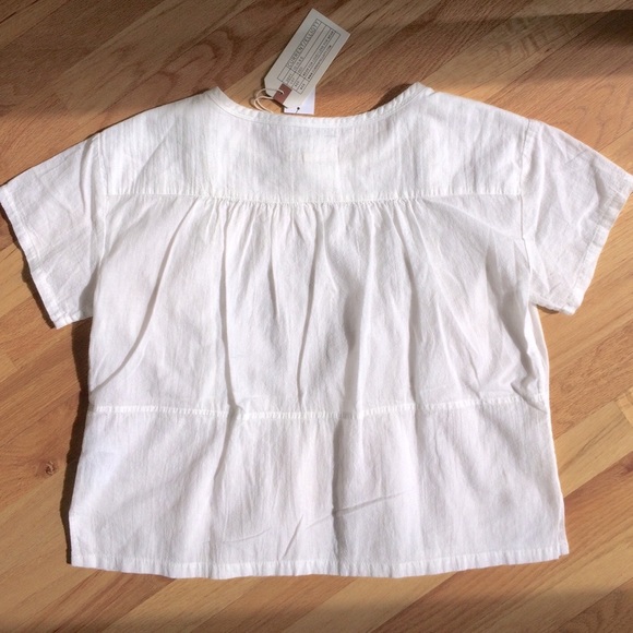 Current / Elliott Cotton Pintuck Ruffle Top in Star White, XS NWT - Picture 6 of 8